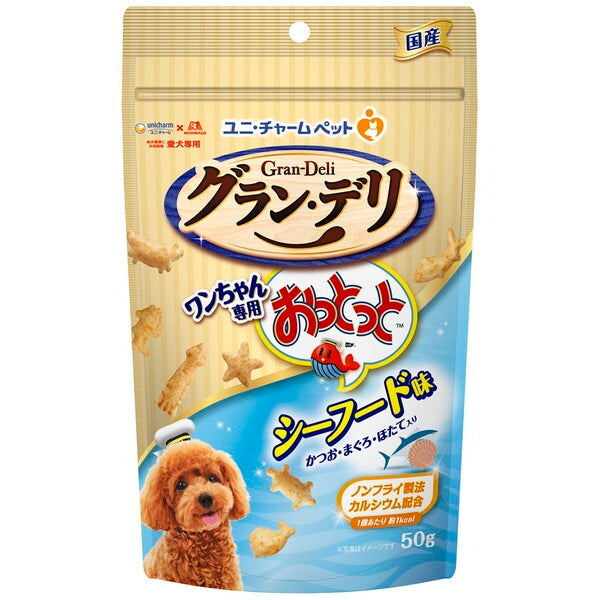 <a href="https://www.qoo10.jp/gmkt.inc/Search/brand.aspx?brandno=18151" target="_blank" class="title_brand" id="btn_brand" title="ユニ・チャーム">ユニ・チャーム</a>グランデリ ワンちゃん専用おっとっと シーフード味 50g