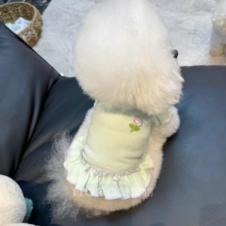 ペット猫 テディ かわいい 通気性の良い服 ビションフリーゼ 犬服 春夏新作 ワッフル 犬 服 犬の服 犬 洋服 犬の服夏 犬洋服