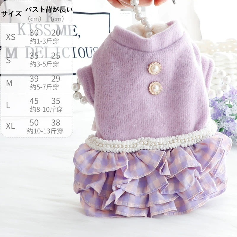 2色の新金犬の服かわいい猫のバブルスリーブロリータお姫様リボン本ピンクワンピース新生ミルク犬のミルク猫の子犬マシュマロ小型犬ペットテディ服CXDZ23