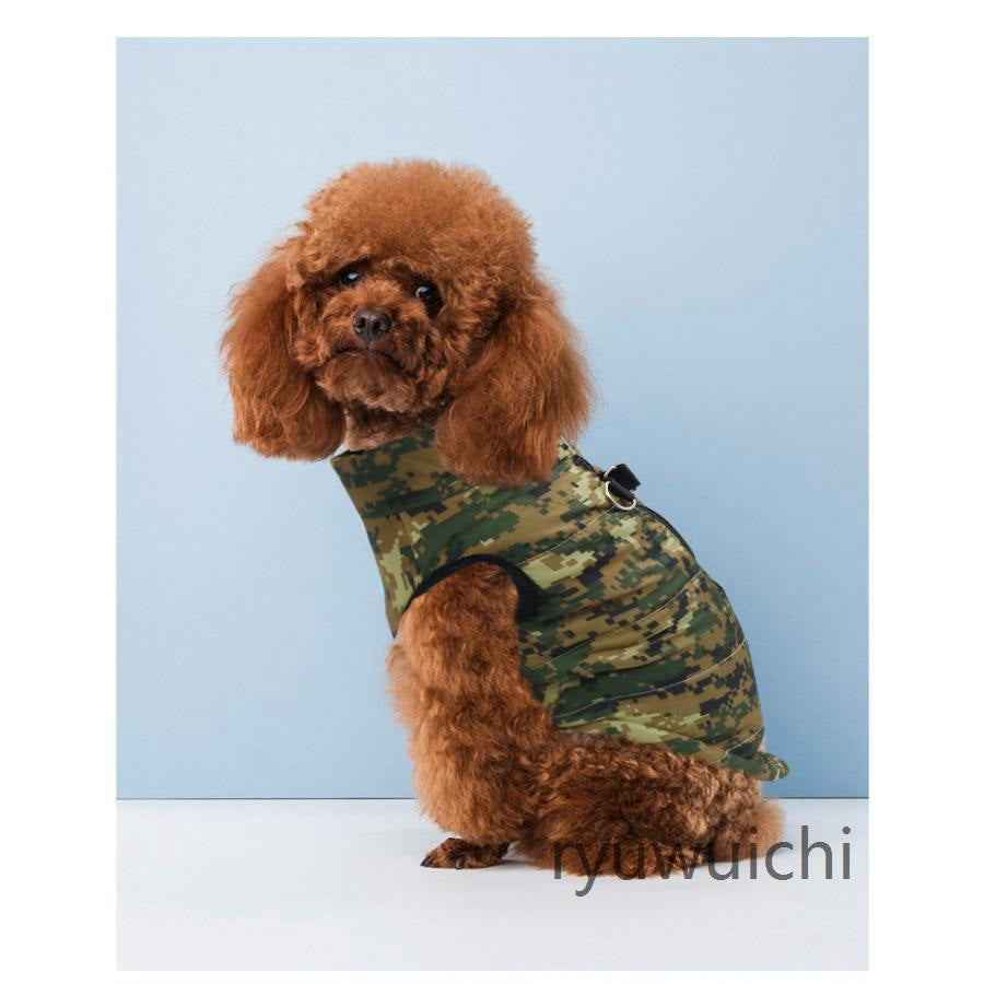 ドッグ ドッグウェア 猫 ダウンジャケット犬 ジャケット ダウン風ベスト 中綿 ウェア ペット チョッキ 犬ジャケット 重ね着 迷彩 服 小型犬 中型犬 防寒 防水