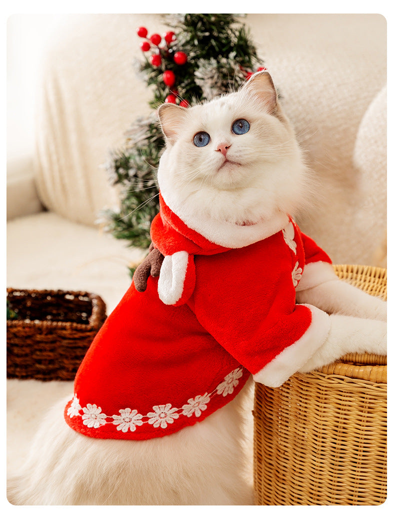 秋冬の犬服 テディボーミペットのコキシナレビーベア秋冬服 猫の服クリスマスシリーズ鹿の角のマント