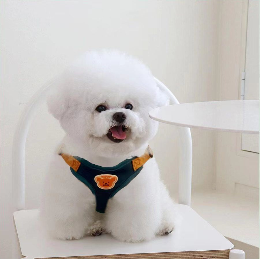 犬牽引ロープベスト小型ドッグラン熊テディ比熊通気ストラップ子犬チェーン調節