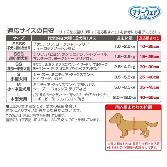 マナーウェア 女の子用 SSSサイズ モーヴピンクドット・チェック42枚
