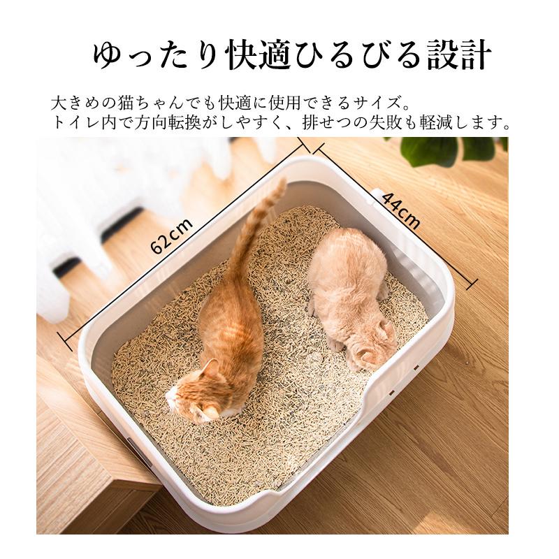 ペットトイレ 深め 大きめ 猫用 キャットトイレ スコップ付き ねこトイレ 大型 オープンタイプ 猫トイレ 大容量 開放式 高め 砂の飛び散り防止 猫砂防止