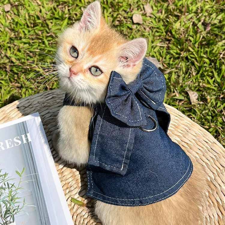 インスタ映え ハーネス 犬 胴輪 小型犬 中型犬 犬服 猫用 犬 抜けない デニムハーネス ワンピース おしゃれ かわいい ウェアハーネス 春 夏 負担が少ない 迷子防止 女の子 男の子 かわいい X