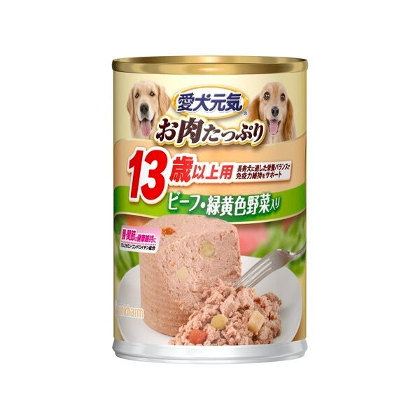<a href="https://www.qoo10.jp/gmkt.inc/Search/brand.aspx?brandno=18151" target="_blank" class="title_brand" id="btn_brand" title="ユニ・チャーム">ユニ・チャーム</a>愛犬元気 缶13歳以上用ビーフ緑黄色野菜入り 375g