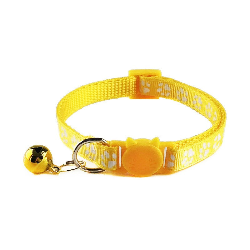 猫 安全 ペット用品 おしゃれ 猫型バックル カラフル 黒 ネコ 赤 肉球柄 セーフティーバックル 鈴 首輪 調節 ねこグッズ