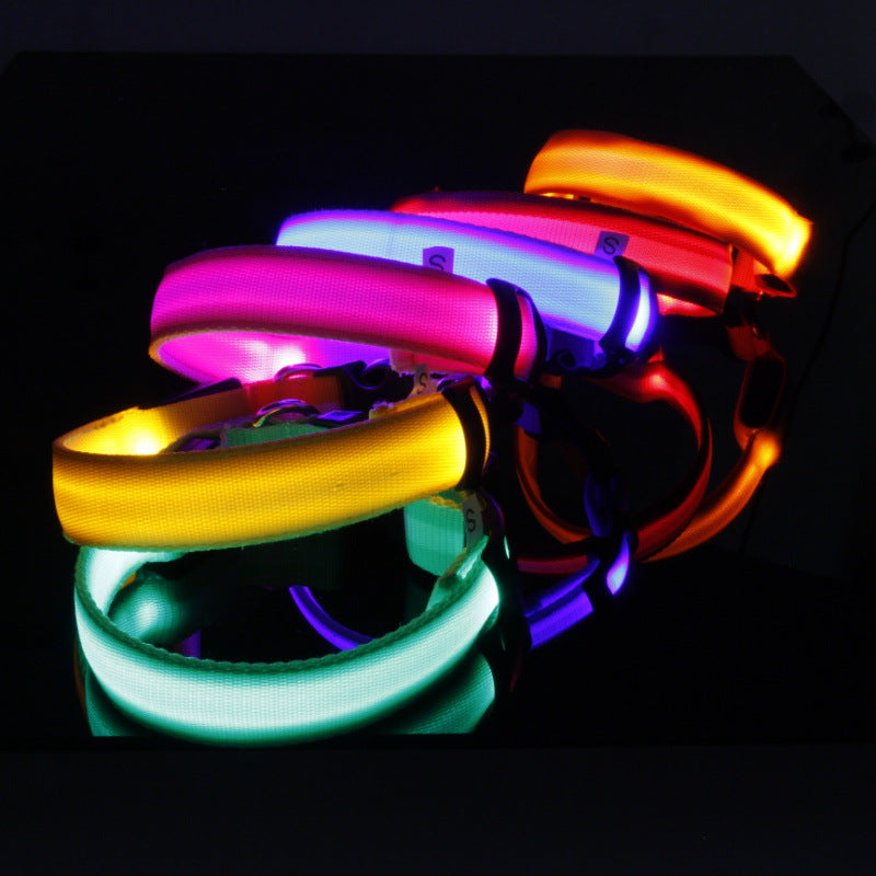 犬 首輪 光る LED キラキラ 光るバンド S/M/L 首バンド 夜間 散歩 夜 ペット リード ジョギング ウォーキング きらきらバンド 安全ライト 防止 点滅 ライト ins