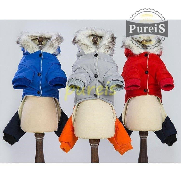 大人気 上品 犬服 ペット服 ペット用品 秋冬中綿ダウンジャケット 防寒 もこもこ あったか つなぎ ロンパース オーバーオール 前開き 小型犬 ペット用 お出掛け お散歩