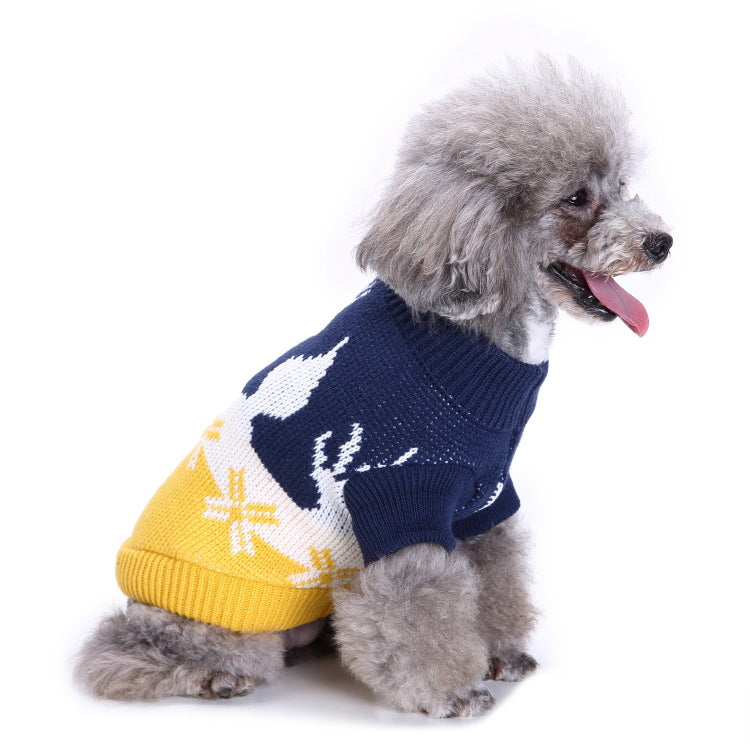 2023年新作入荷 ペット服 犬 服 Tシャツ ドッグウェアペットの服セーターハイネック犬の服セータークリスマス雪花の犬のセーター秋冬