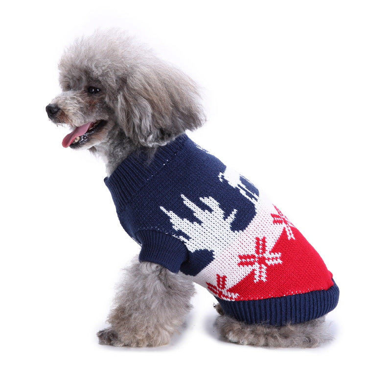 2023年新作入荷 ペット服 犬 服 Tシャツ ドッグウェアペットの服セーターハイネック犬の服セータークリスマス雪花の犬のセーター秋冬