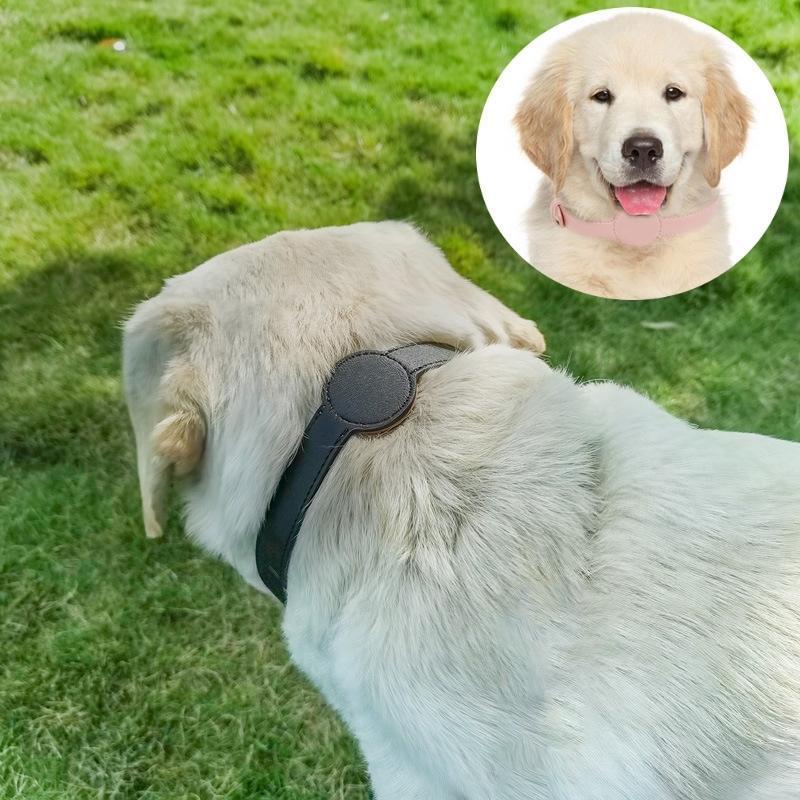 首輪 ペット用 犬用 猫用 AirTagケース付き ベルトタイプ エアタグケース付き レザー調 迷子防止 紛失防止 軽量 無地 シンプル かわいい イ