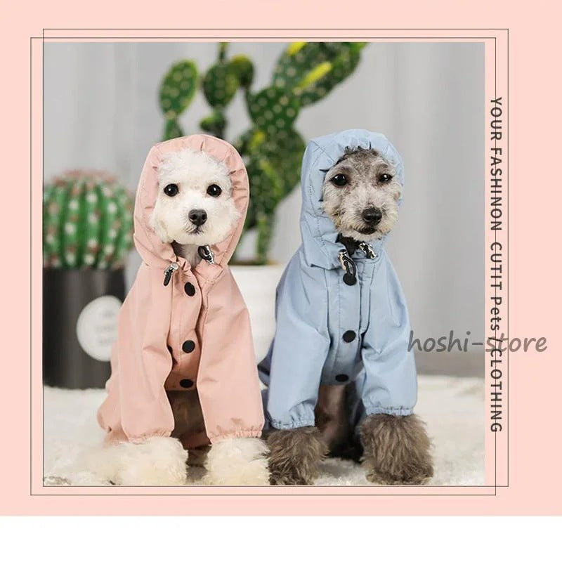 ペット服 ドッグウェア レインコート 犬の服 犬服 雨服 雨の日 防水 雨具 お散歩 梅雨対策 着脱簡単 雨具 パーカー フード付き 四足 小中型犬用