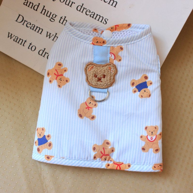 熊カップルペット猫テディ比熊犬服ベスト幼犬胸帯薄い夏牽引ロープ メガ割ワンピースパンツトートバッグ