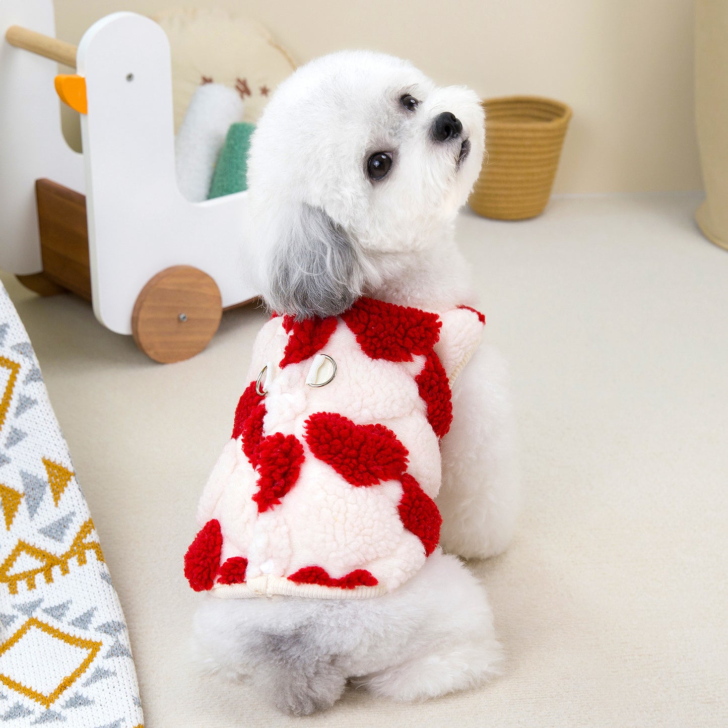 本日の限定商品犬の服猫小型犬ペット用品快適な暖かいテディ愛ハート二本足フリース