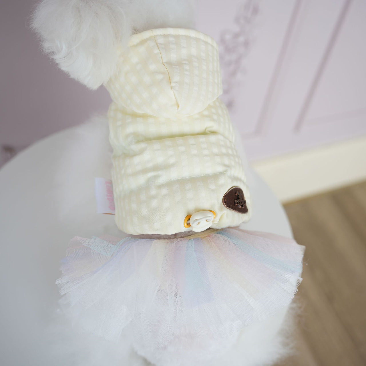 犬服ペットの犬服カラフルなバブル糸ハンドタックコットンコート二本足犬服猫かわいい冬服