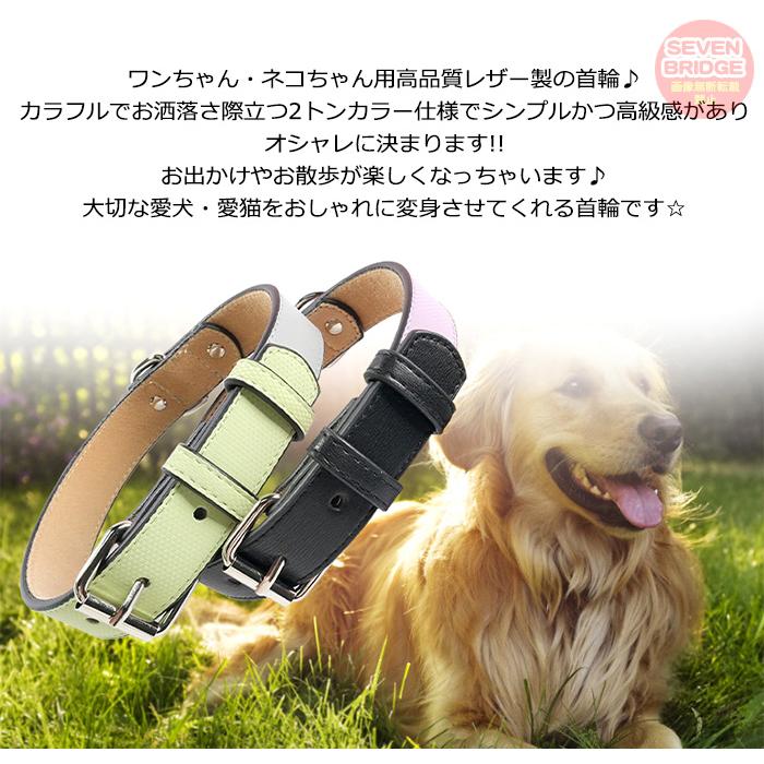 ツートンカラー ペットグッズ カラフル 小型犬 ペット 首輪 犬 大型犬 レザー ドッグ 猫 キャット 中型犬