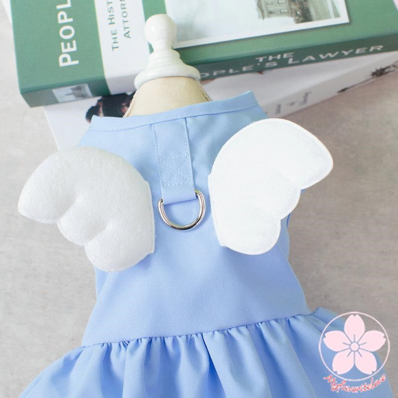 新作登場 ペット服 安い 犬 春 夏 秋 天使の羽 ワンピース フリル ウェアハーネス かわいい 可愛い 猫 ドッグウェア