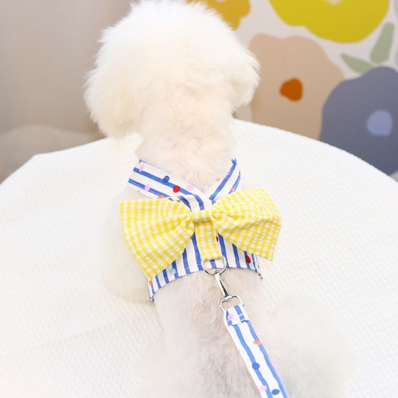 ペットの胸の牽引紐の犬の背もたれの蝶結びの胸のバックの猫の日韓の小型犬のペットの服装 メガ割ワンピースパンツトートバッグ