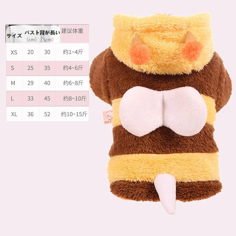 ペットかわいい ウェア XS-XL春秋冬あたたまることスエード入り厚手タイプ犬の服かわいいミツバチ匹猫の新生ミルク犬のミルク猫のセーター着子犬マシュマロ小型犬テディ服ペット