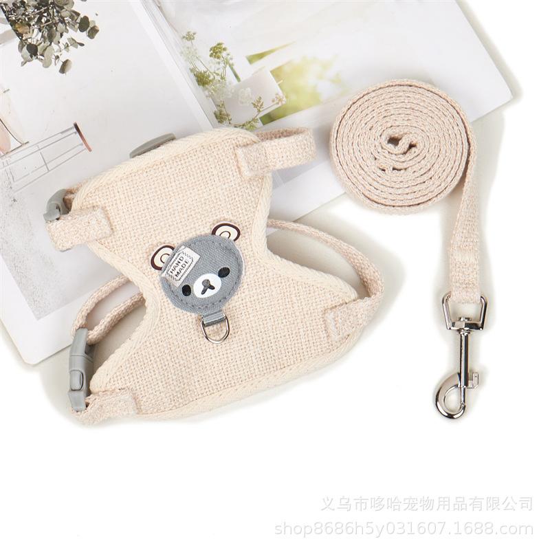 新商品プロモーション,数量限定 ペット用品 ハーネスとリード2点セット 犬用 猫用 犬猫兼用 全6色 素材ポリエステル綿混紡 麻 リード長さ110cmリード幅Sサイズ1cm Mサイズ1ペット用品 ハ