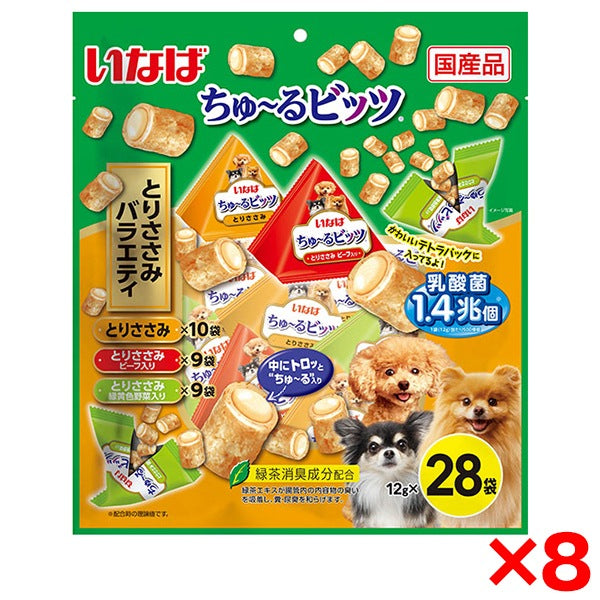 <a href="https://www.qoo10.jp/gmkt.inc/Search/brand.aspx?brandno=77771" target="_blank" class="title_brand" id="btn_brand" title="いなばペットフード">いなばペットフード</a>8個セット いなば ちゅ~るビッツ とりささみバラエティ 12g×28袋