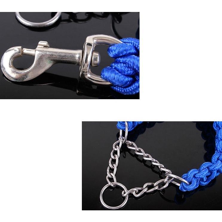 首輪 リード 2点セット 犬用 ペット用 ハーフチョーク リーシュ 1.2m 1.5m チェーン 牽引綱 シンプル お散歩 お出掛け ペット用品 ペッ