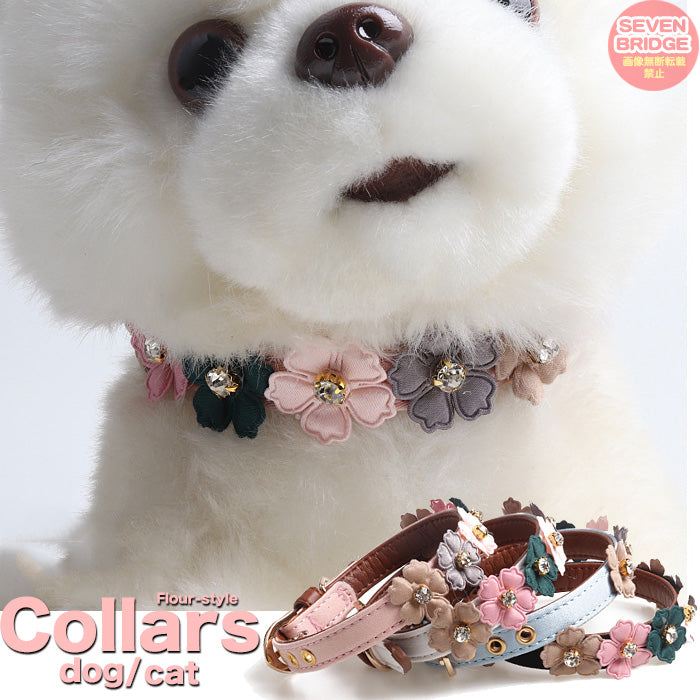 小型犬 犬 フラワー 猫 中型犬 キャット ドッグ ペットグッズ ペット カラフル レザー 首輪 花
