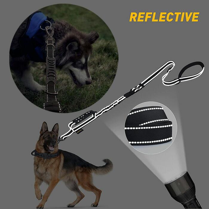 リード ロープ 犬用品 散歩 大型犬 犬用 車載 丈夫 ダブルハンドル ペット 犬用品 伸縮性 反射素材 ペットグッズ おでかけ 犬リード 中型犬 シートベルト