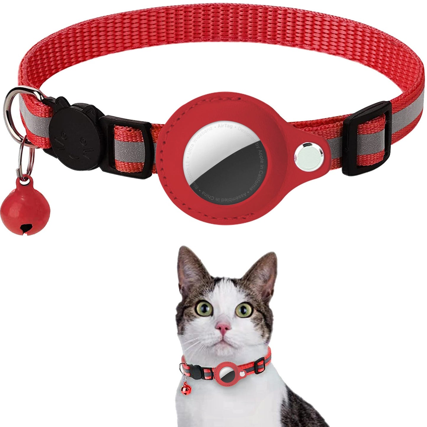 AirTag 保護ケース カバー 紛失防止 首輪 ペット首輪 犬 猫 動物 エアタグ AirTagケース エアタグ 収納ケース 猫首輪 犬首輪 ベル付き サイズ調節可能 反射 迷子 GPS 追跡 軽量