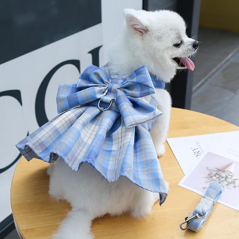 新商品プロモーション,数量限定 犬 ハーネス 安全帯 リード付き 胴輪 抜けない ドッグ 猫 小型犬 中型犬 蝶柄 ワンピース 可愛い 簡単着脱 調節可能 牽引ロープ 散歩 正月犬 ハーネス