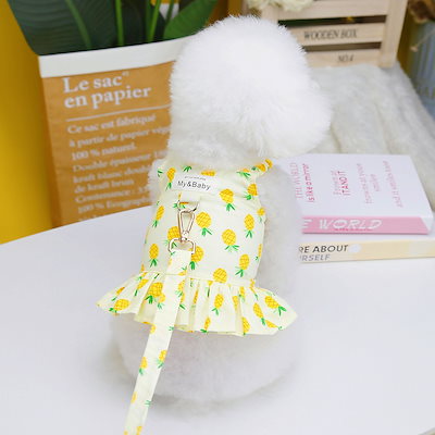 大人気 上品 ペット 服 安い 犬 春 夏 フルーツ 柄 ハーネス ウェア ワンピース かわいい 可愛い ハイブランド 猫 ドッグウェア