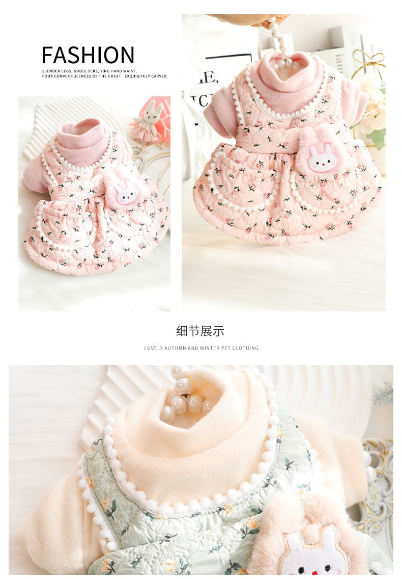 2色XS-XLあたたまることスエード入り厚手タイプ犬の服かわいい猫の新生ミルク犬のミルク猫のプリンセスワンピース子犬マシュマロ小型犬ペットテディ服キャミソール甘い猫犬服CXDZ63