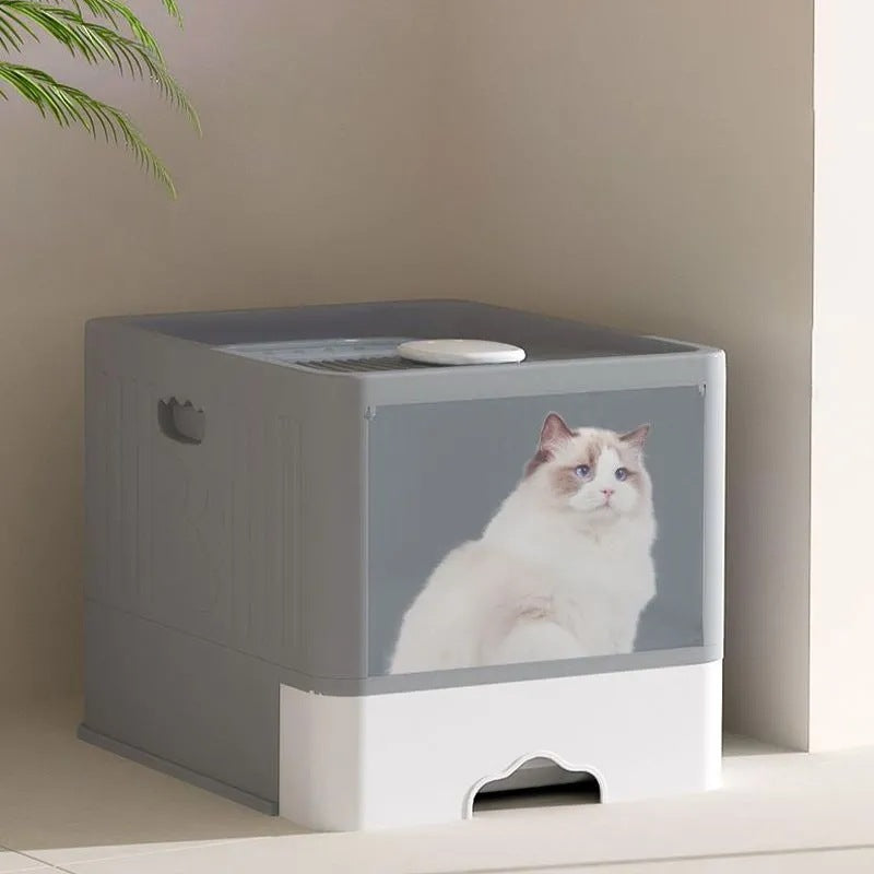 メガ割完全に密閉された引き出し式の猫用トイレ 猫用品1246