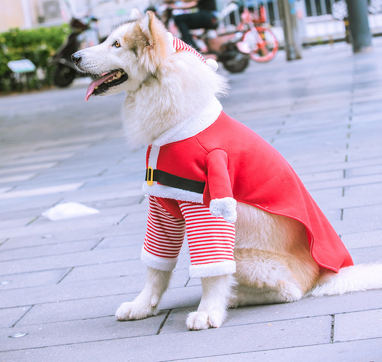2023年新作入荷 ペット服 犬 服 Tシャツ ドッグウェア中国のビッグドッグと猫サンタクロース犬犬の犬のペット製品秋と冬の豪華なファンボディゴールデンレトリバーの変更