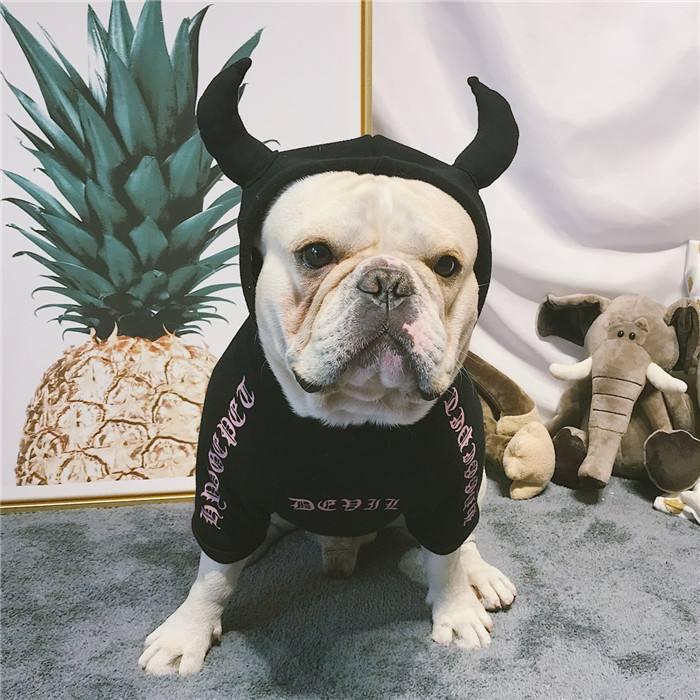 犬 服 デビル ハロウィン コスプレ フレブル服 裏起毛パーカー フレンチブルドッグ ペットウェア