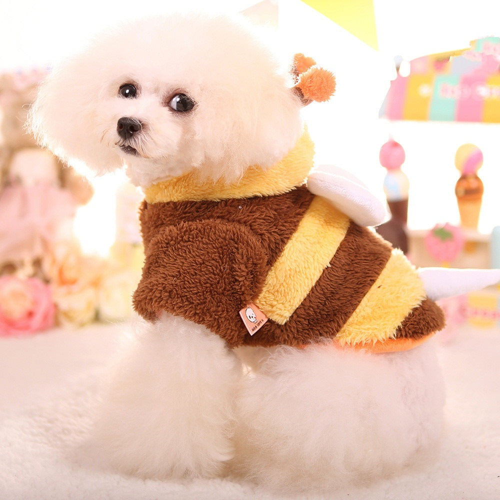 ペットかわいい ウェア XS-XL春秋冬あたたまることスエード入り厚手タイプ犬の服かわいいミツバチ匹猫の新生ミルク犬のミルク猫のセーター着子犬マシュマロ小型犬テディ服ペット