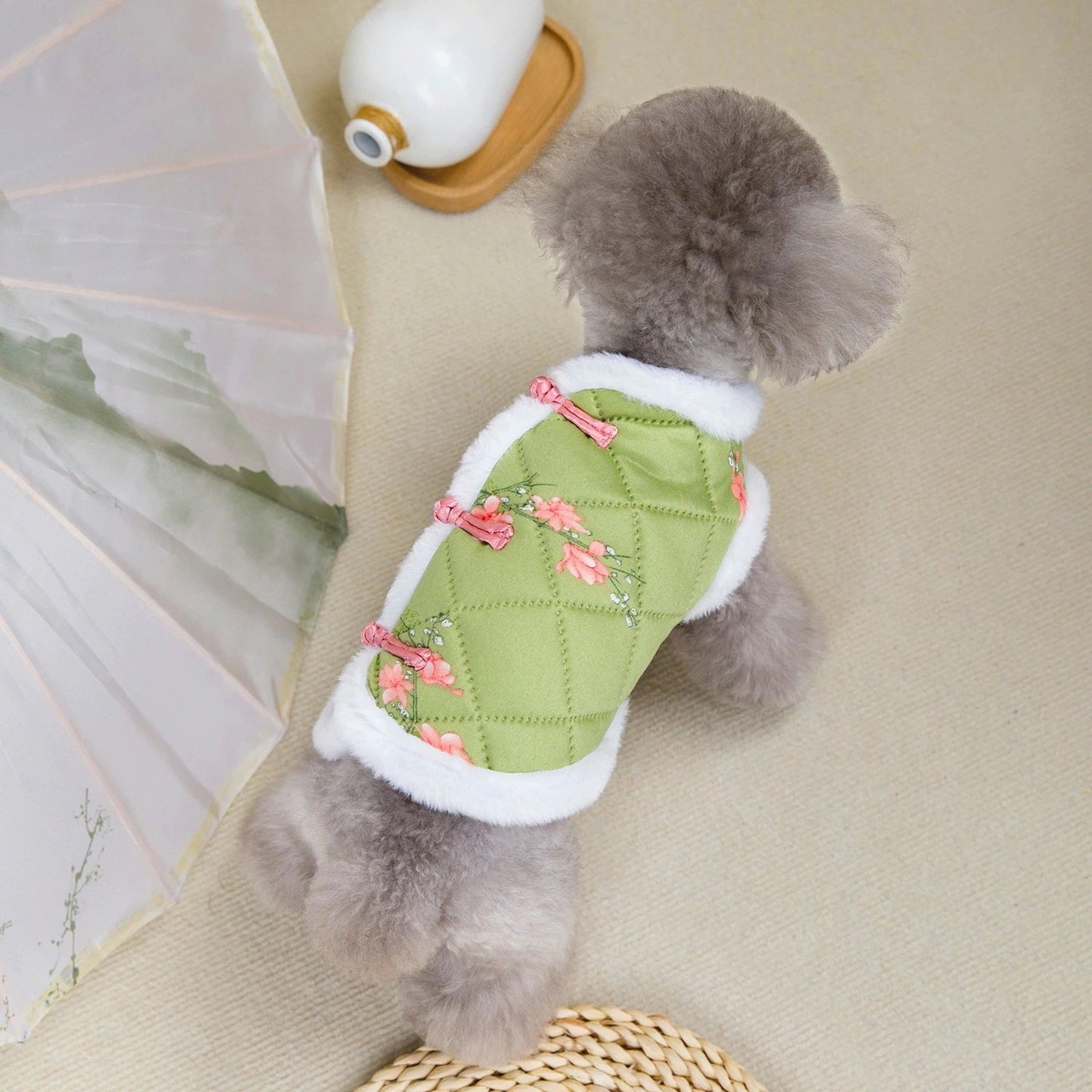 人気ペット用品犬の服猫小型犬暖かく快適なテディカントリースタイルの綿ベスト