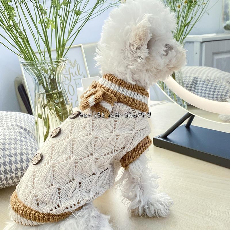 ペット服 犬服 セーター ニット犬服 猫服 リボン ペットウェア ドッグウェア チワワ 防寒 冬 新品 セーター 犬用スウェット 長袖 猫用品 ペット用品
