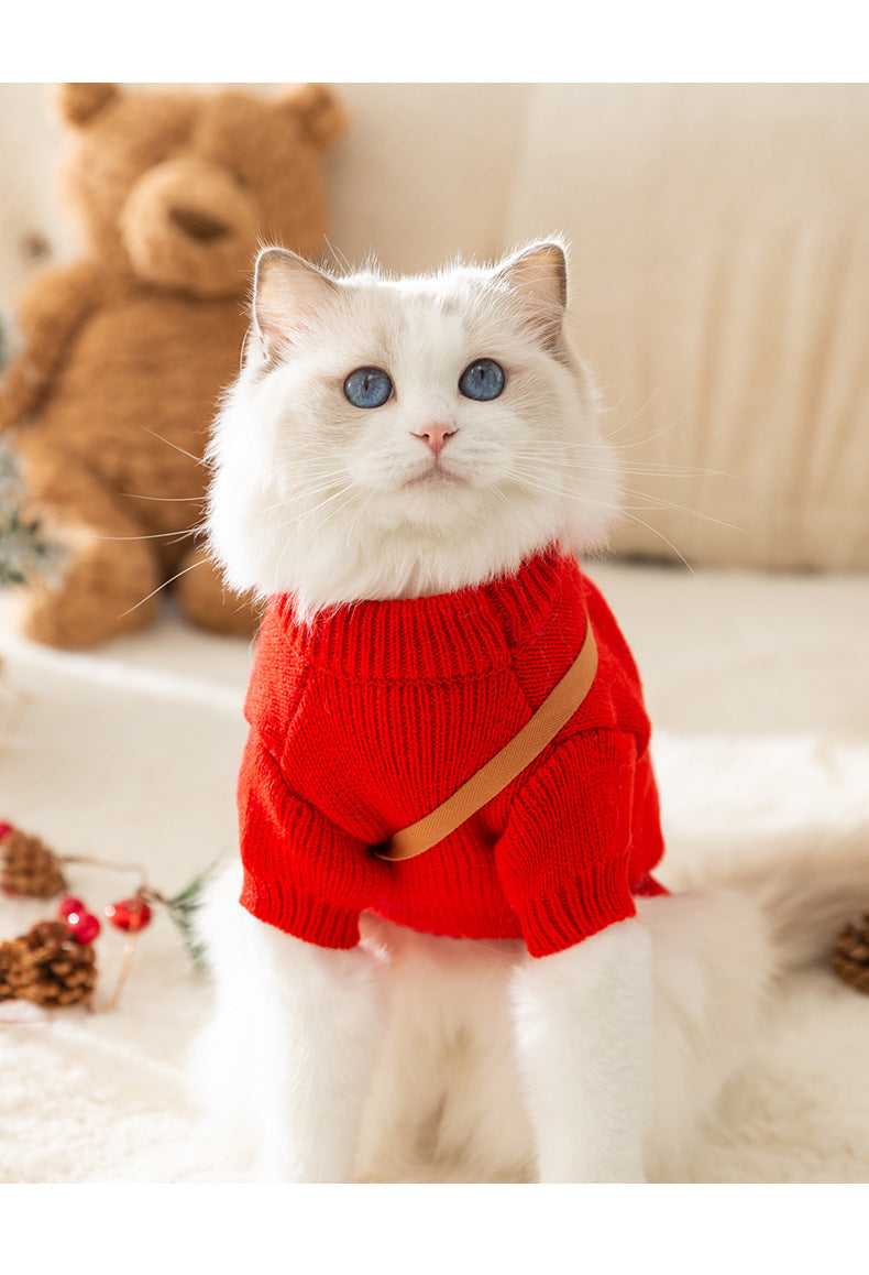 猫クリスマスお祭り秋冬ヘラジカクロスボディニットジャンパー犬暖かいハロウィンペット服