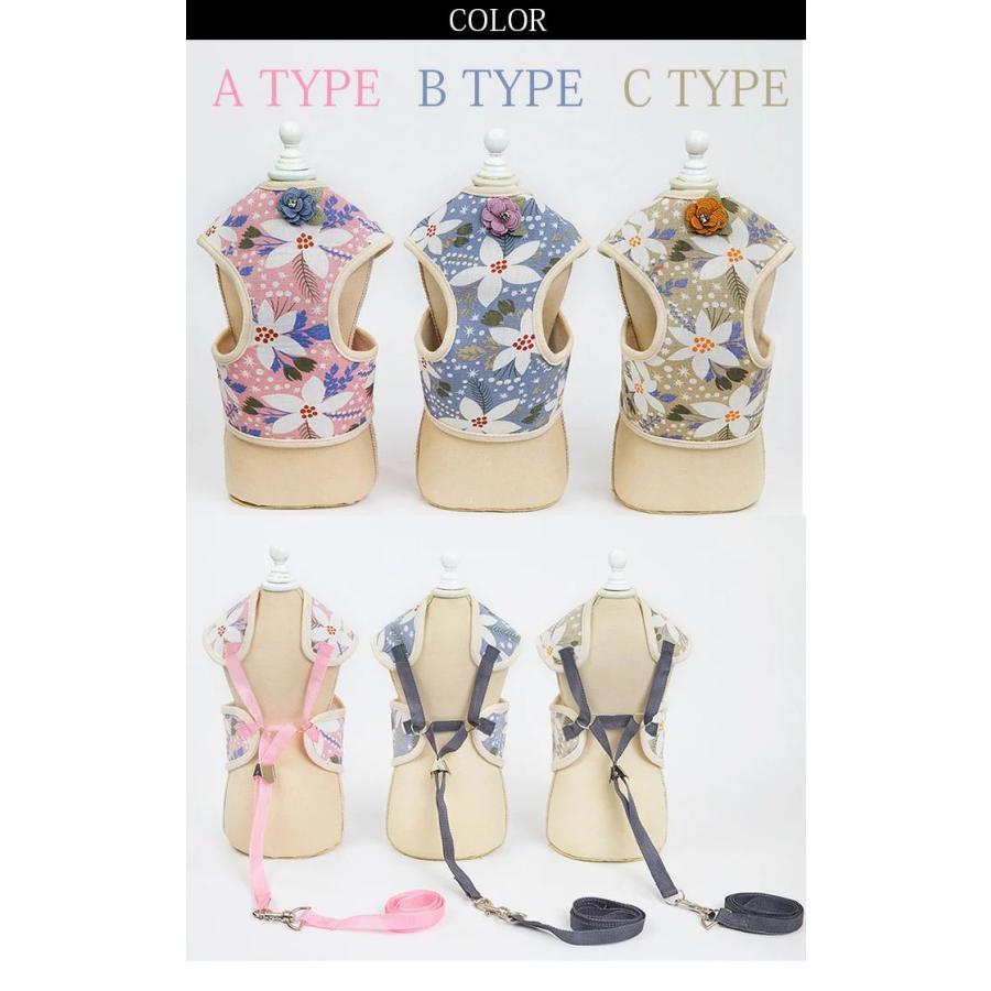 新商品プロモーション,数量限定 犬 ハーネス リード付 ペット 服 フラワー コサージュ ウェアハーネス 胴輪 キャット ドッグ メッシュ リボン ラインストーン犬 ハーネス