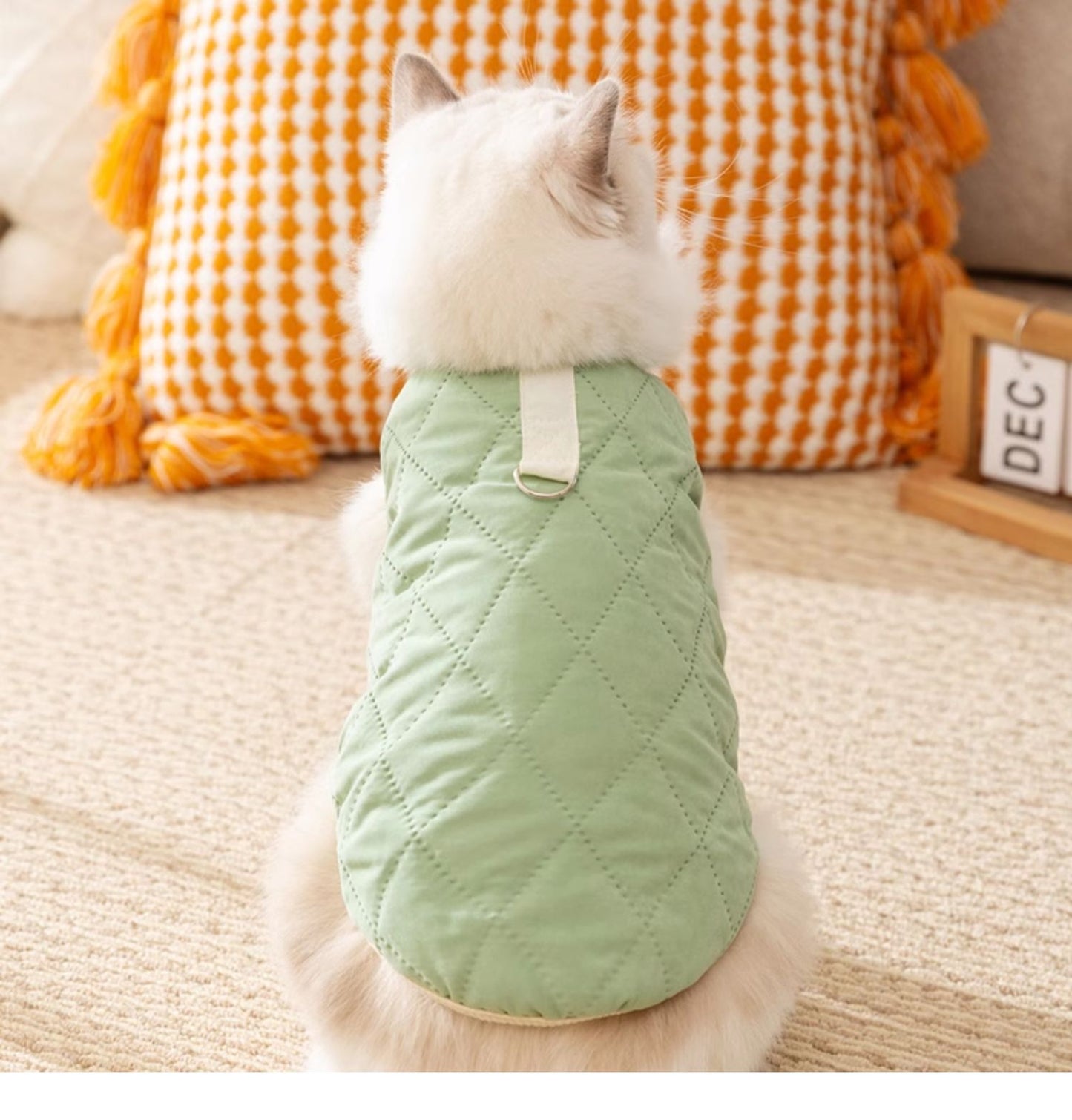 犬服 防寒着 ペット 厚手 無地 コットン 牽引可能 子犬用 猫 洋服 秋冬物