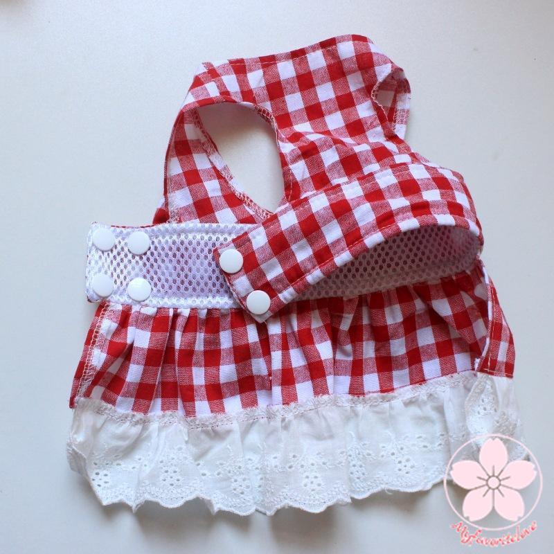 品質いいな新品 ペット 服 安い 犬 春 夏 秋 ギンガム チェック フリル ワンピース かわいい 可愛い ハイブランド 猫 ドッグウェア