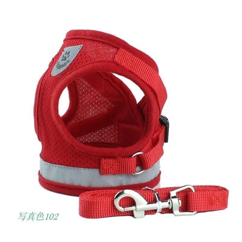 反射フレンチブルドッグパグ犬 ベストハーネスリードセット通気性ペットハーネス小中犬子犬猫ウォーキング