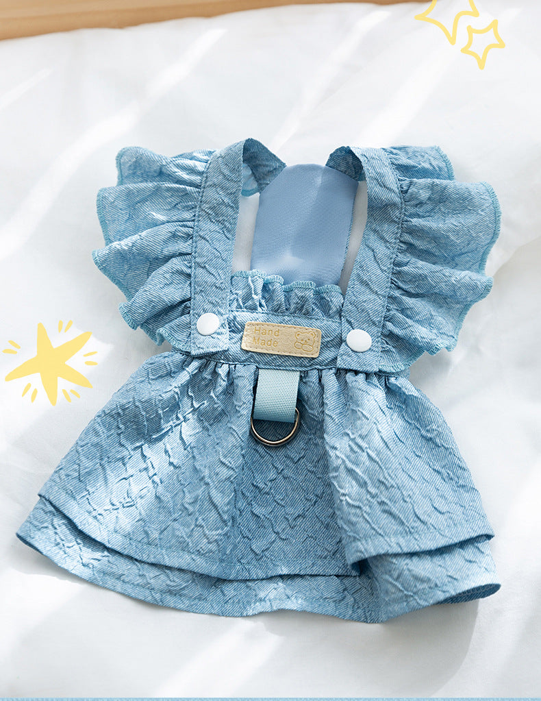 【新入荷】犬 洋服 犬 猫 デニム服 スカート 夏 ペット服 小型犬