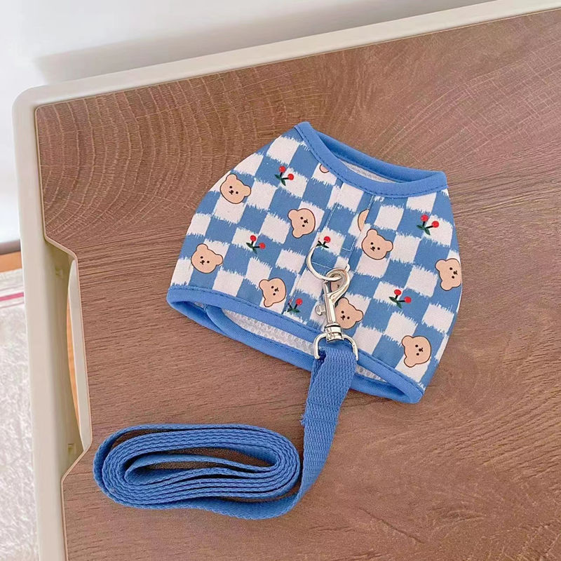 ペットの格子の胸のストラップの牽引ロープのテディは熊の貴賓の小型犬より出かけて犬の猫のベストの服を散歩します メガ割ワンピースパンツトートバッグ