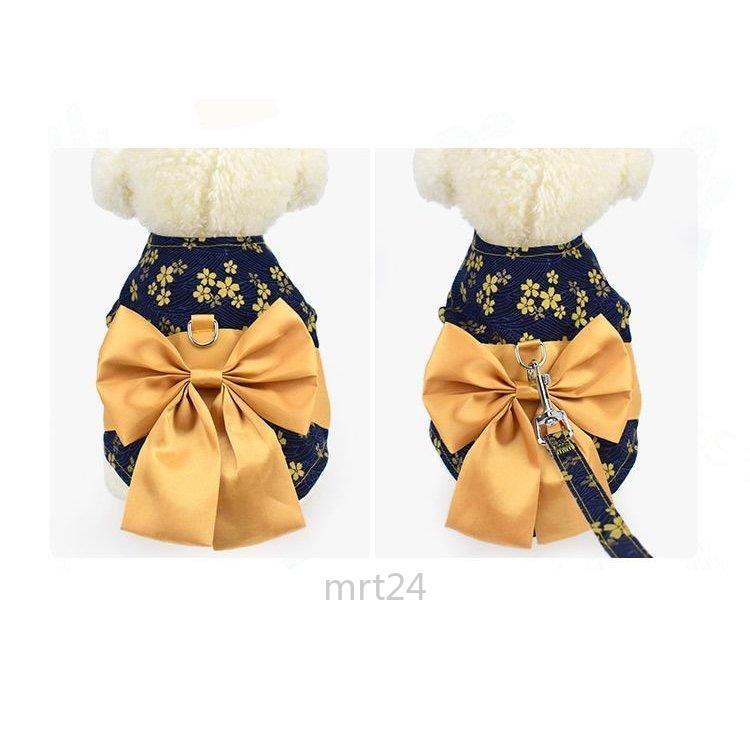 ドッグウェア 犬服 リード付き 着物風 和服風 和風 花柄 桜 薔薇 蝶 チョウ リボン帯 レトロ