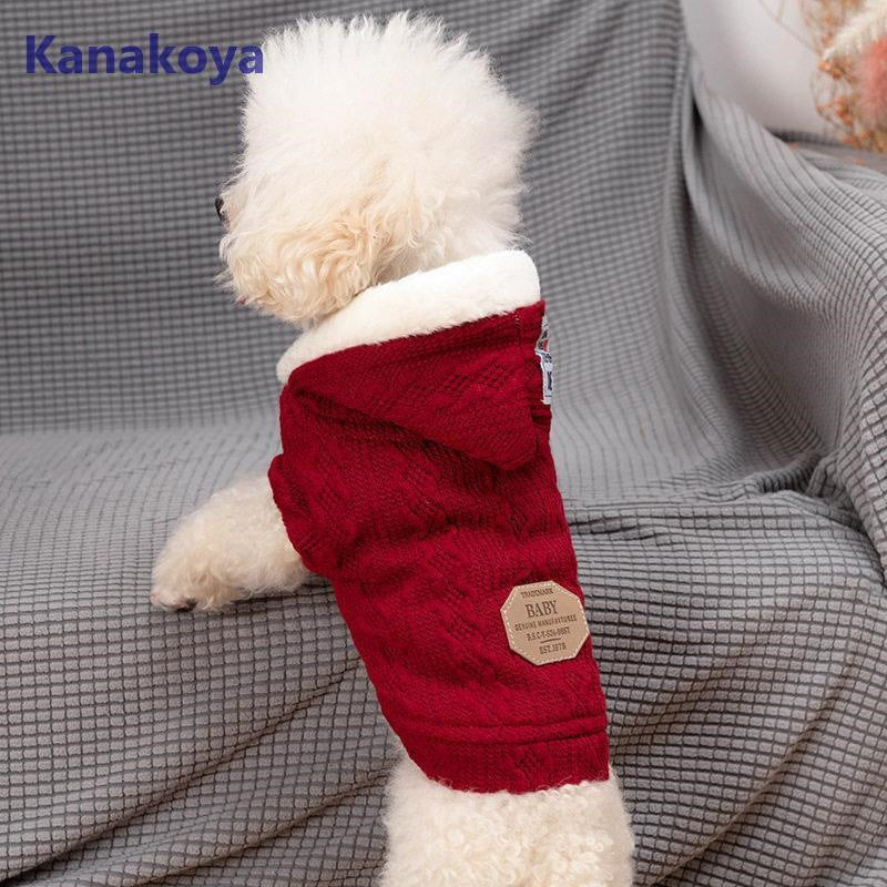 犬服 ペットウェア 秋 冬 裏ボア 裏起毛 保温 防寒 ニット フード付 あったか ドッグウェア 小型犬 中型犬 愛犬 猫 旅行 お出掛け お散歩