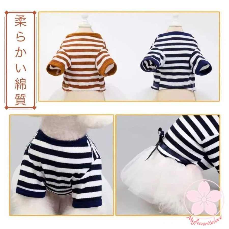 新作登場 ぺット 服 安い 犬 春 夏 秋 ボーダー 柄 ワンピース かわいい 可愛い ハイブランド 猫 ドッグ ウェア