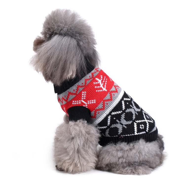 2023年新作入荷 ペット服 犬 服 Tシャツ ドッグウェアペットの服セーターハイネック犬の服セータークリスマス雪花の犬のセーター秋冬